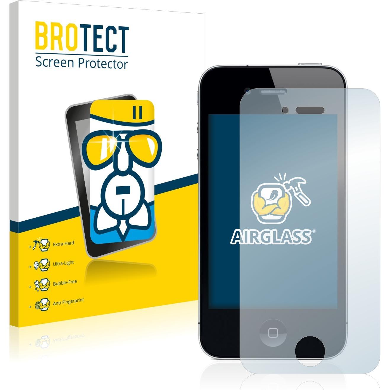 BROTECT AirGlass Panzerglasfolie (1 Stück, Apple iPhone 4), Smartphone Schutzfolie, Transparent