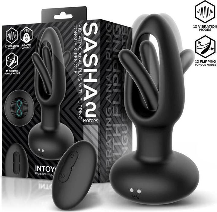 Produktbild IntoYou Sasha - Vibrierender Analplug mit vibrierender Zunge und Fernbedienung - Schwarz