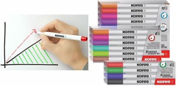 Actual product image Kores K MARKER W1" non-permanent markers, case of 10 (Multicoloured, 1 mm, 10 x)