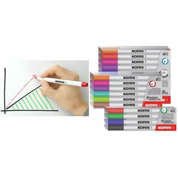 Kores, Marker, Non-Permanent Marker "K MARKER W1", 10er Etui (Mehrfarbig, 1 mm, 10 x)