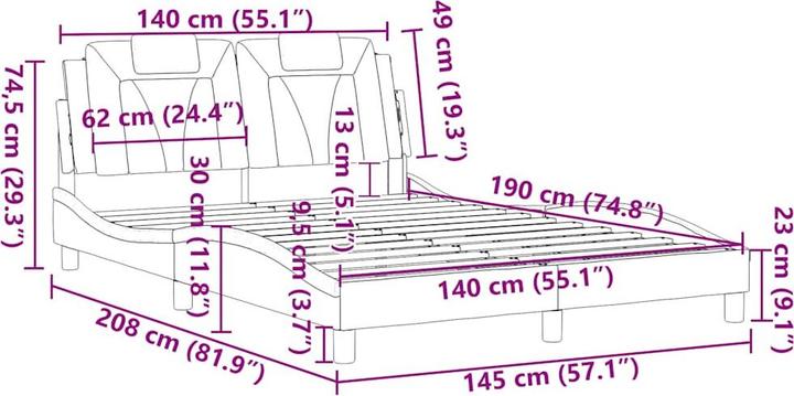 Image du produit vidaXL Bettgestell (140 x 190 cm)