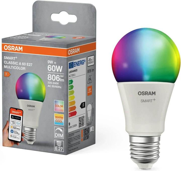 Produktbild Osram SMART+ MATTER CLASSIC shapes Multicolor 9W 827...865 Multicolor E27 SINGLE PACK (E27, 806 lm, 1x)