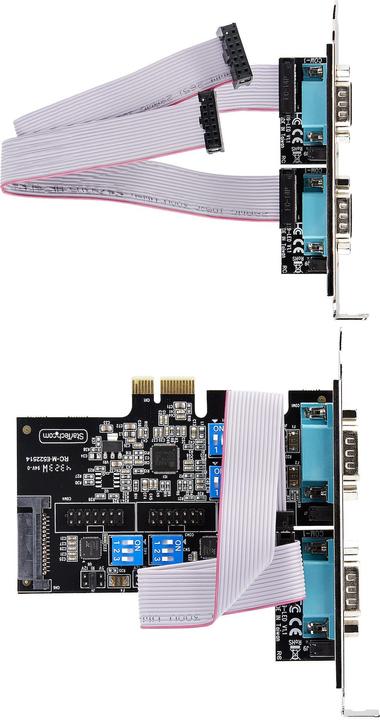 Produktbild StarTech com PS74ADF-SERIAL-CARD, PCIe, Seriell, RS-232/422/485, Schwarz, Aktivität, ASIX - AX99100