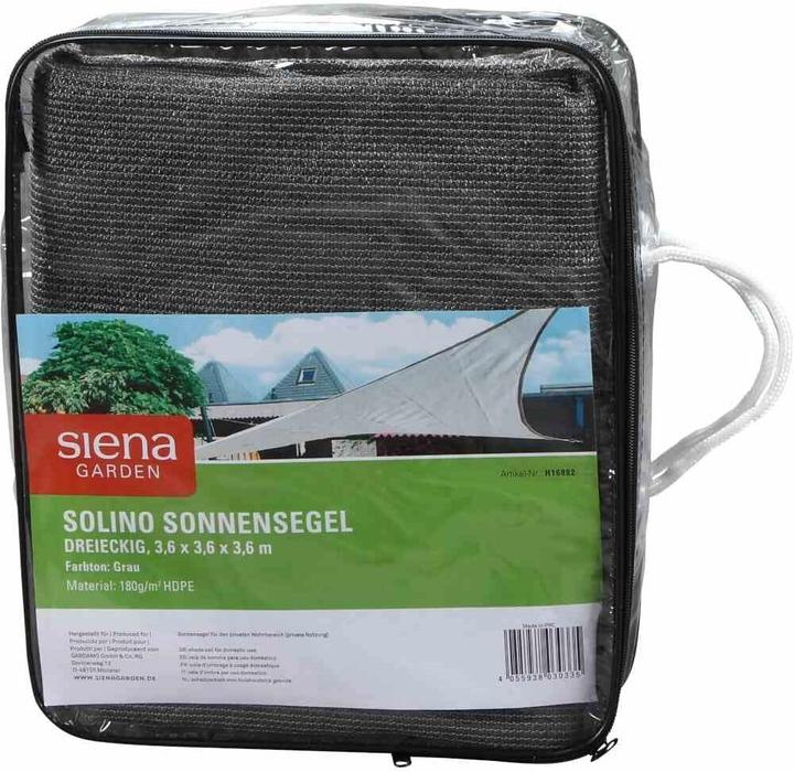 Produktbild Siena Garden Solino Set 3-Eck 3,6 grau 3, 6x3, 6X, 3, 6m, inkl. Zubehör (360 x 360 cm)