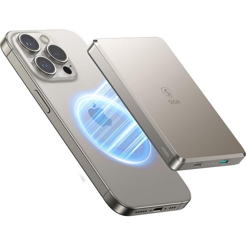 SIGN Ultrathin Magnetic Powerbank 10000mAh, 20W - Titanium, Powerbank