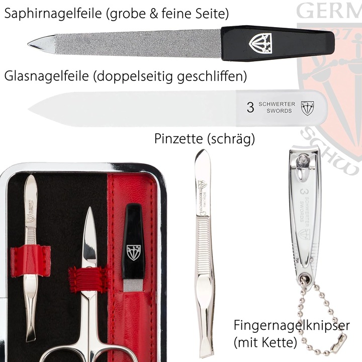 Produktbild Kellermann Germany Manikuere Etui Nagelset 6tlg Rot Kunstleder