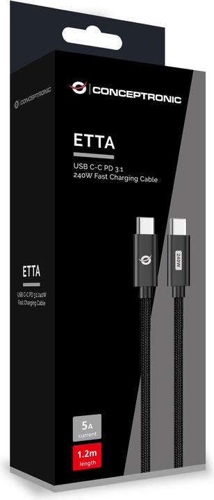 Image du produit Conceptronic Câble USB-C 3.1 -> C St/St 1.20m 5A 480Mbps sw (1.20 m, USB 2.0, 240 W)