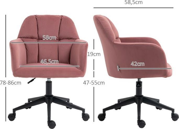 Produktbild Swisshandel24 Bürostuhl, Samtoptik, mit Armlehne, Rosa