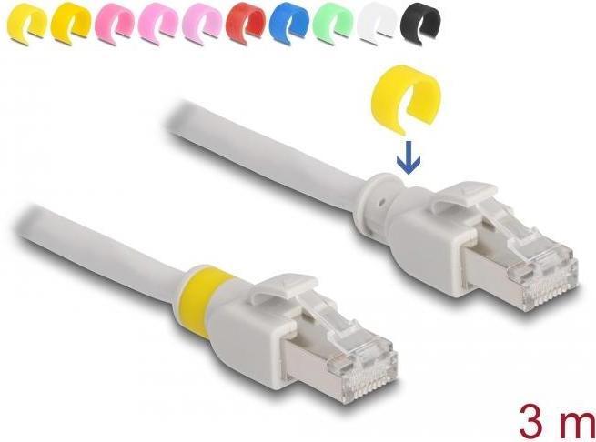 Produktbild Delock Netzwerkkabel RJ45 Cat.6A S/FTP mit farbigen Clips 3 m (S/FTP, CAT6a, 3 m)