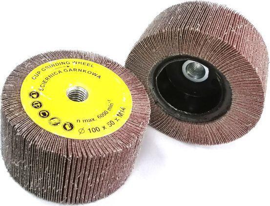 Actual product image Globe e-cup wheel 100x50 mm with M14 thread, made of 60 abrasive cloth (GLOB-SG-10050M14-P060)