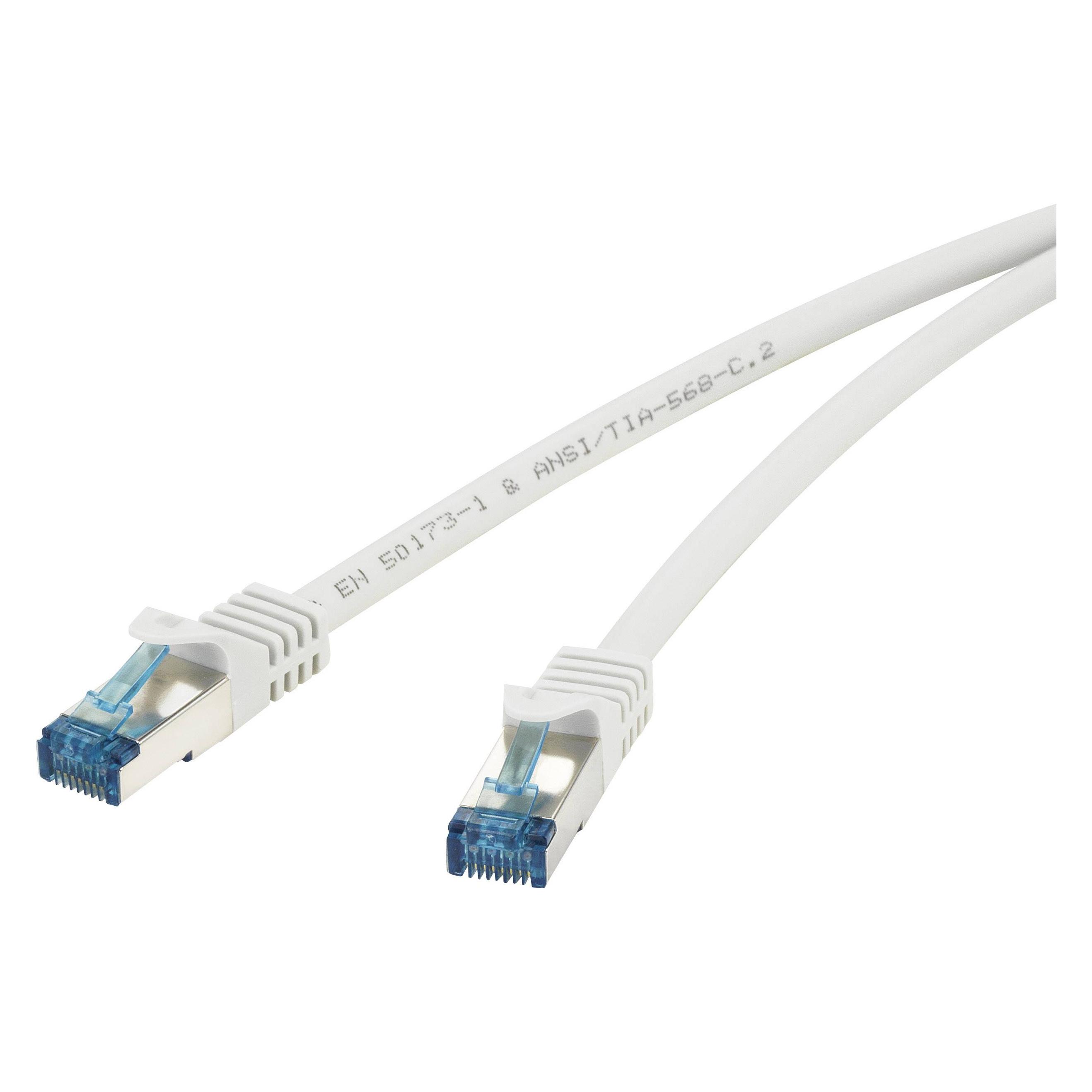 Renkforce RJ45 Netzwerk Anschlusskabel CAT 6a S/FTP 0.25 m Grau mit Rastnasenschutz, Flammwidrig (S/FTP, CAT6a, 0.25 m), Netzwerkkabel