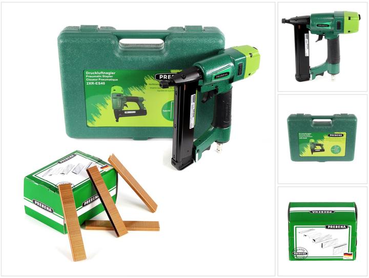 Actual product image Prebena 2XR-ES40 Stapler Compressed Air Nailer in Carrying Case Type ES + 7800x ES18CNKHA