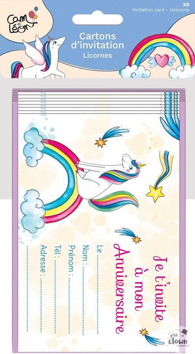 Produktbild P'tit Clown Einladung Einhorn Regenbogen (8 Stk.)