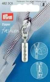Actual product image Prym Fashion zipper rhinestone silver-coloured matt
