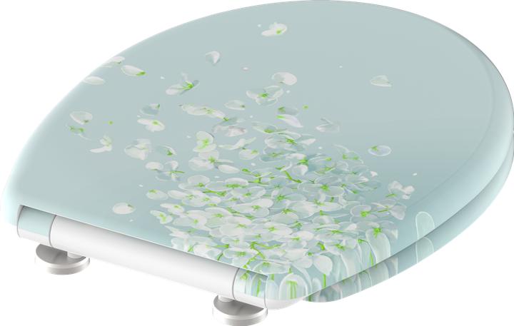 Immagine prodotto Schütte Sedile WC Duroplast FLOWER IN THE WIND Meccanismo di chiusura morbida Chiusura rapida 82381 Floreale