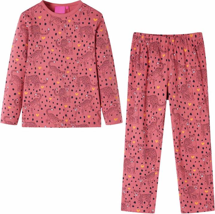 Produktbild vidaXL Kinderpyjama mit Langen Ärmeln Altrosa 128,Material: 95 (128)