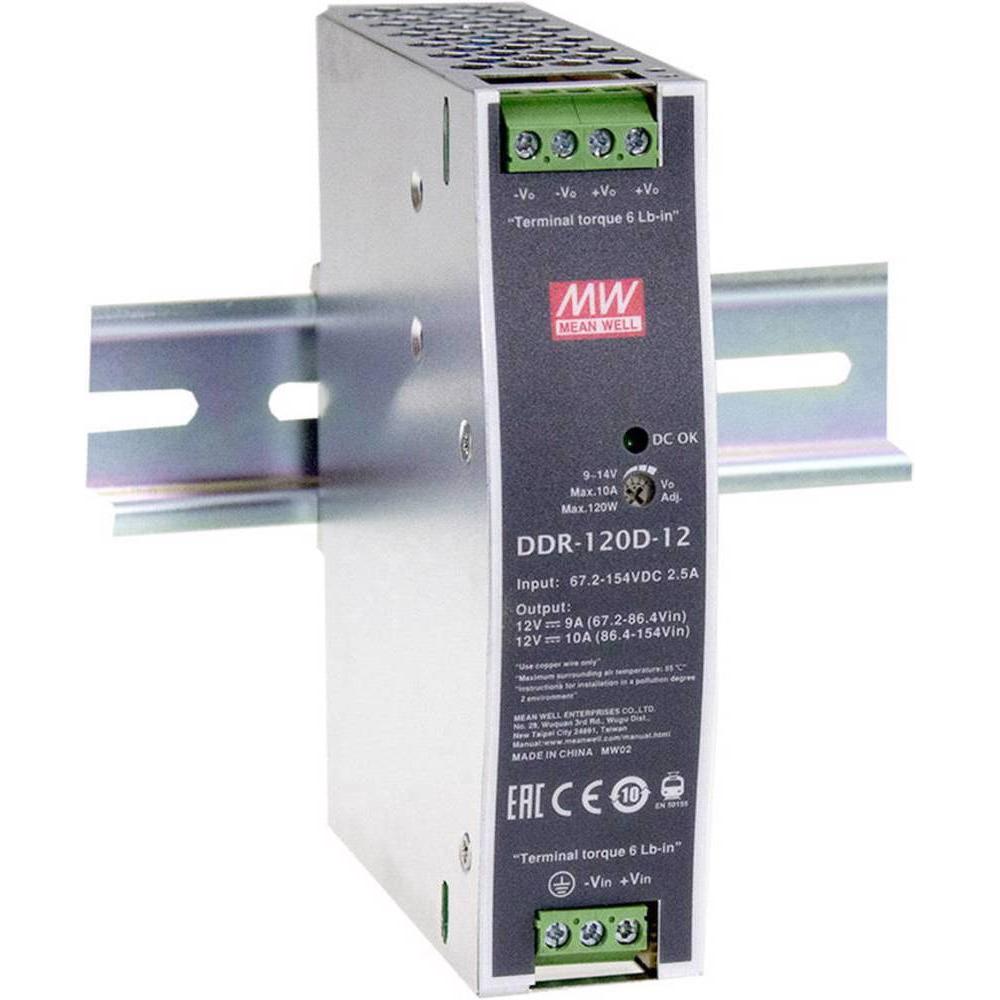 MeanWell, Systemstromversorgung, Hutschienen DC/DC Wandler (DIN Rail) 12 V/DC 10 A 120 W 1 x