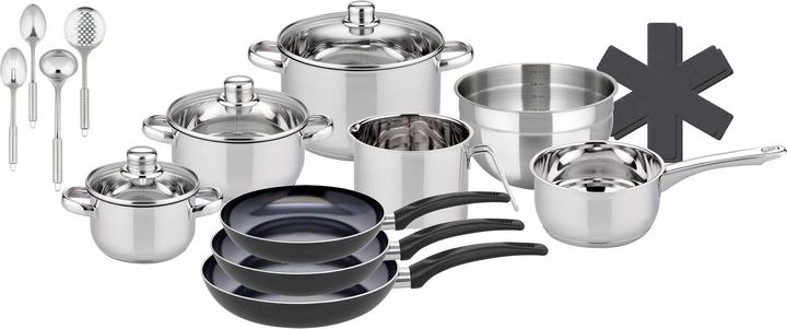 Produktbild ELO Stahlwaren Topfset Basic Galactica 15-teilig Edelstahl inklusive 3 Bratpfannen PFAS-Free (Kochtopf, Edelstahl)