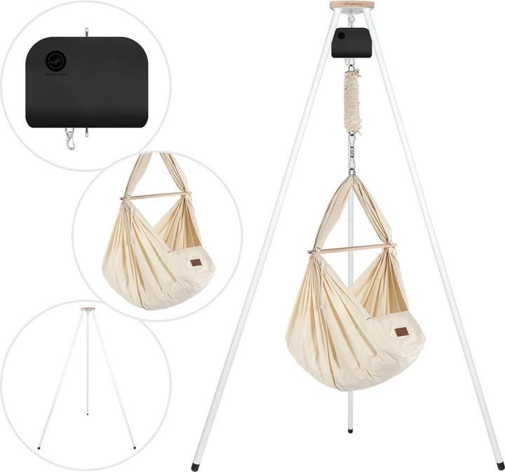 Actual product image Schmusewolke Tipi weiss mit anthrazit Motor und Bio Federwiege