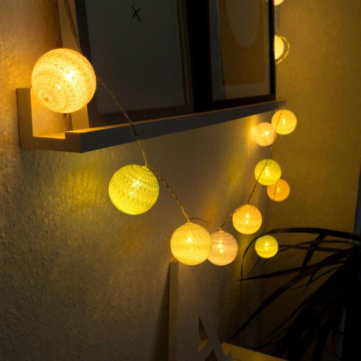 Produktbild Trenddeko Cotton Ball Lights LED-Lichterkette Pastell 20-teilig (3 m)