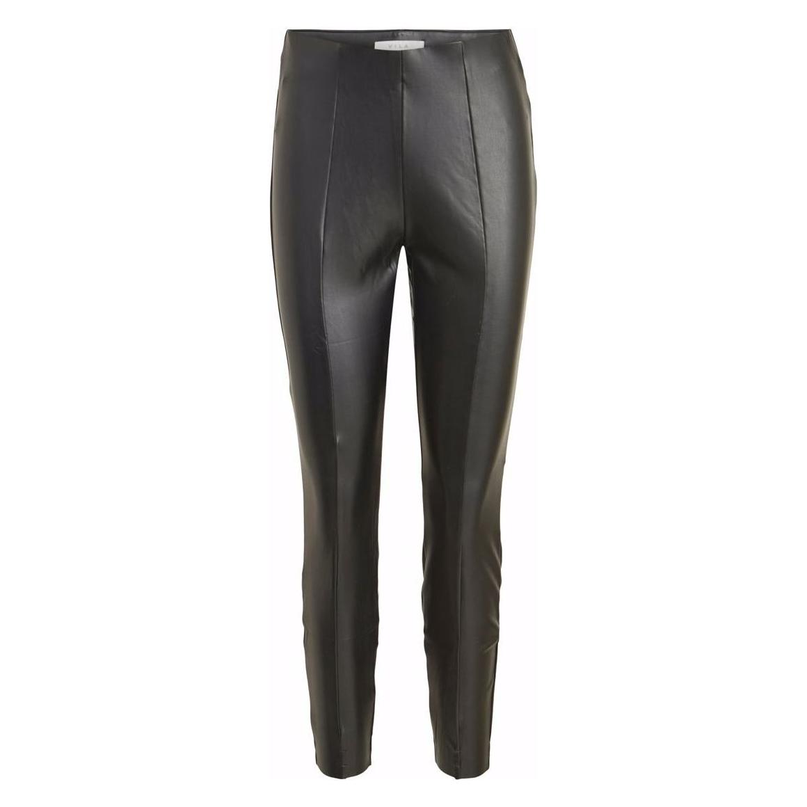 Vila, Damen, Hosen, High Waist Kunstleder Lederhose, Schwarz, (Xs)