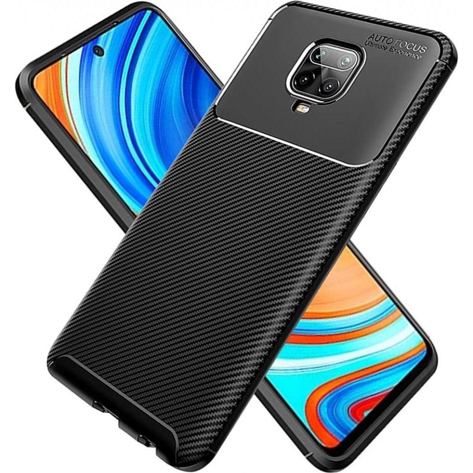 Thumbnail - Screenguard Xiaomi Redmi Note 9 Pro Hülle Carbon Design TPU Case (Xiaomi Redmi Note 9 Pro), Smartphone Hülle, Schwarz
