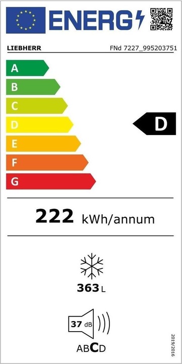 Energie-Label Liebherr FND7227-22 Plus (Freistehend, 363 l)
