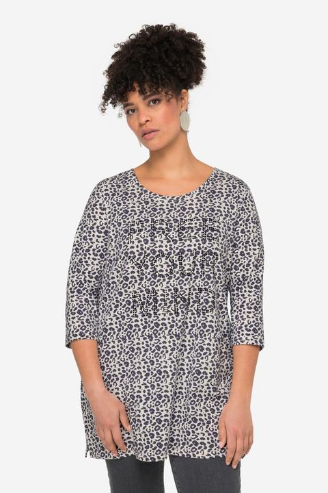 Produktbild Miamoda Longshirt, Leomuster, Glitzer-Statement, 3/4-Ärmel (50)