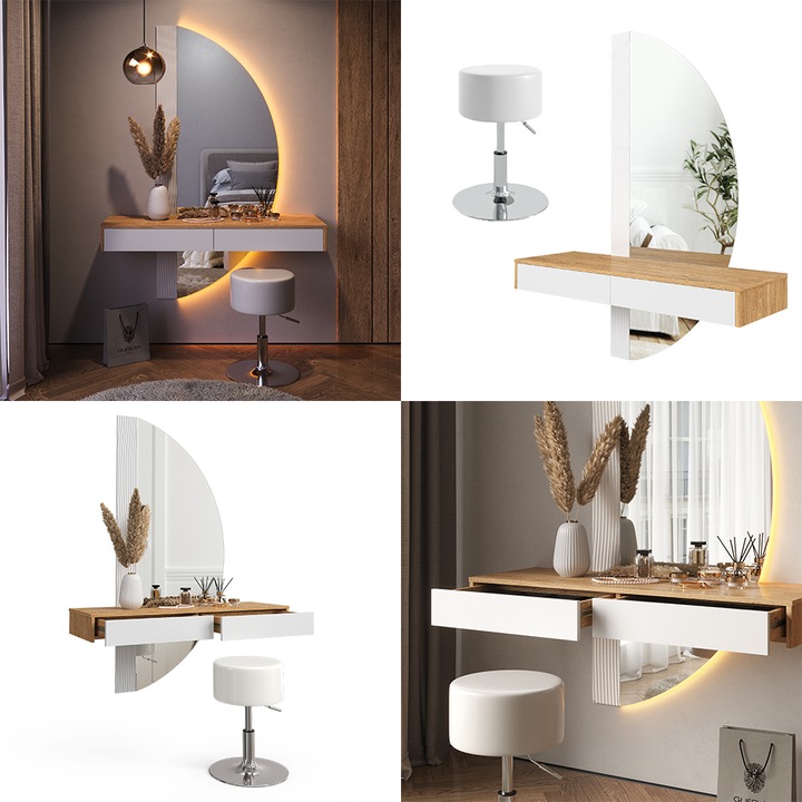 Produktbild Vicco Melisa mit Hocker und Beleuchtung (120 x 40 x 161 cm)