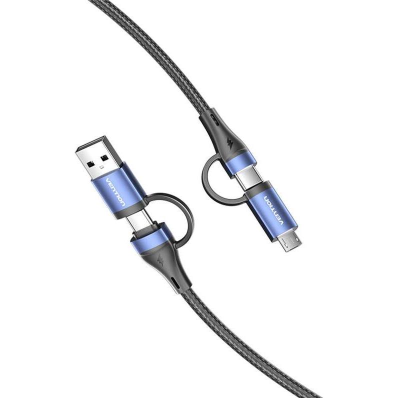 Thumbnail - Vention 4-in-1 USB, USB-C/Micro-B Kabel 1 Meter (1 m, USB 2.0), USB Kabel