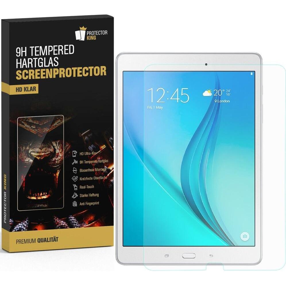 Protectorking 4x echtes Tempered 9H Panzerhartglas 3D KLAR (4 Stück, Galaxy Tab E 9.6), Tablet Schutzfolie