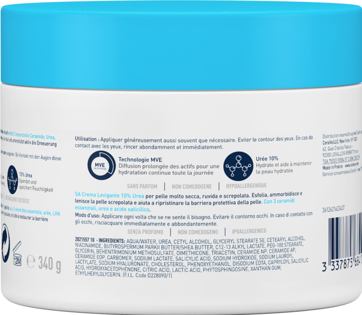 Actual product image CeraVe SA Urea Smoothing Moisturizing Cream (Body cream, 340 ml)