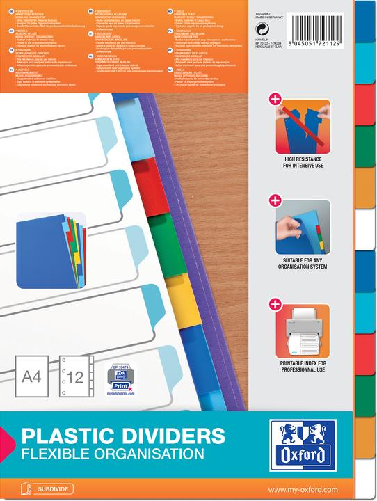 Produktbild Oxford Register A4 12 teilig blanko unbedruckt aus Karton 160g/m²