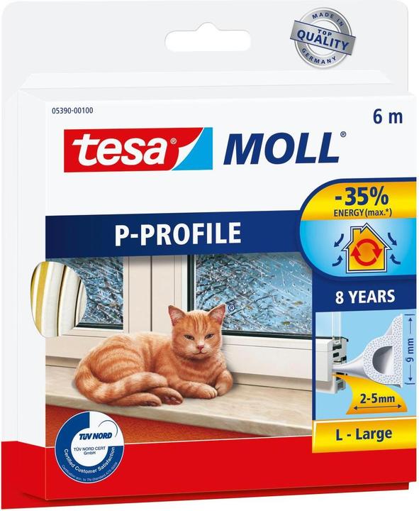 tesa tesamoll CLASSIC P-profile window seal, rubber seal for insulation