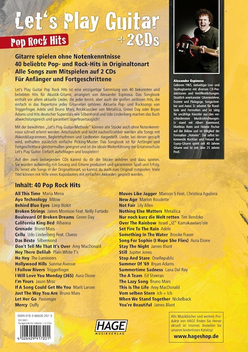Produktbild Let's Play Guitar Pop Rock Hits + 2 CDs (Deutsch, Alexander Espinosa, Helmut Hage, 2014)