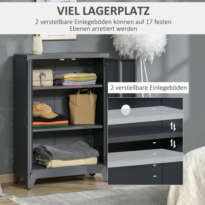 Produktbild Homcom Aufbewahrungsschrank Metall Grau (33 x 75 x 110 cm)