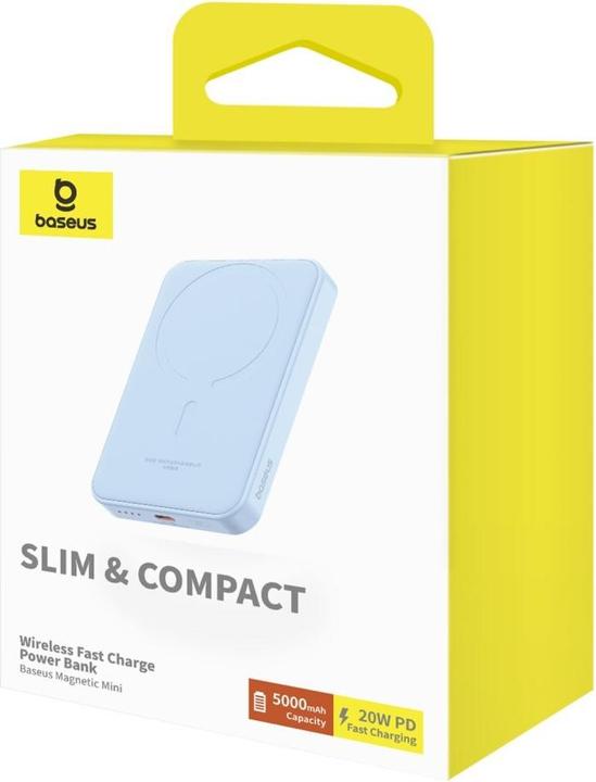 Produktbild Baseus Mini-Powerbank 5000 mAh 20 W + USB-C-Kabel (20 V/3 A) – blau (5000 mAh, 20 W, 19.25 Wh)