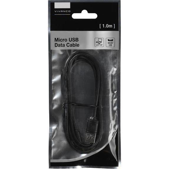 Thumbnail - Vivanco Kabel microUSB - USB 1m, schwarz (35815) (1 m, USB 2.0), USB Kabel