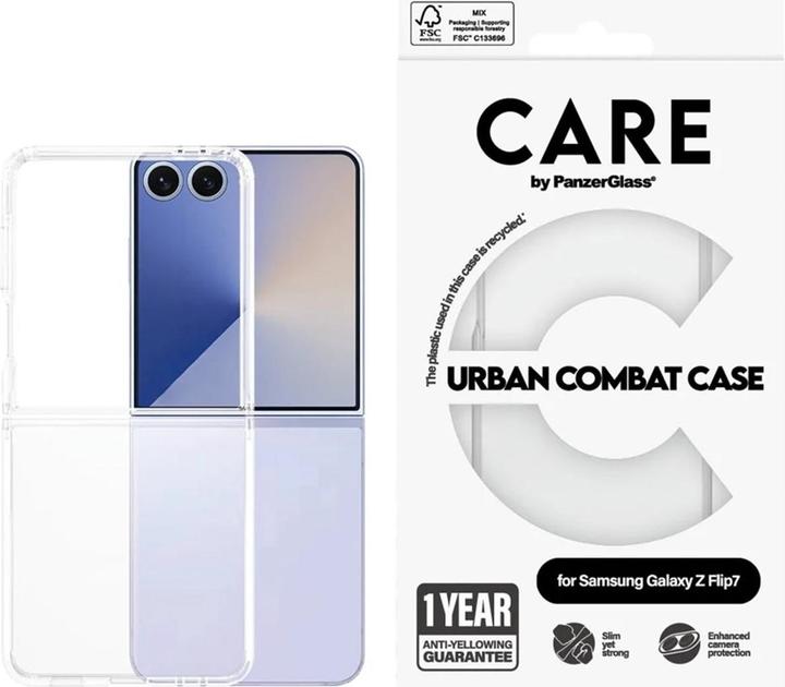 Actual product image PanzerGlass CARE by ® Flagship Case Transparent Urban Combat w. Clear Frame Samsung Galaxy Z Flip7 (Samsung Galaxy Z Flip7)