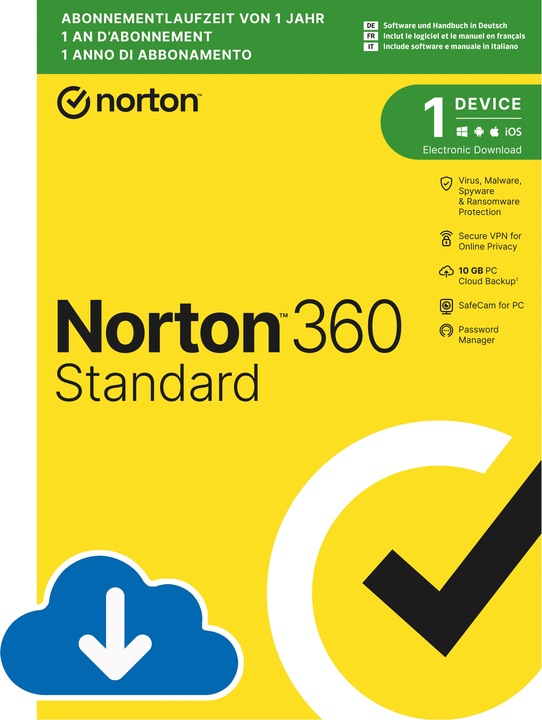 Actual product image Norton 360 Standard (1 User, 1 Devices/Users, 12 months)