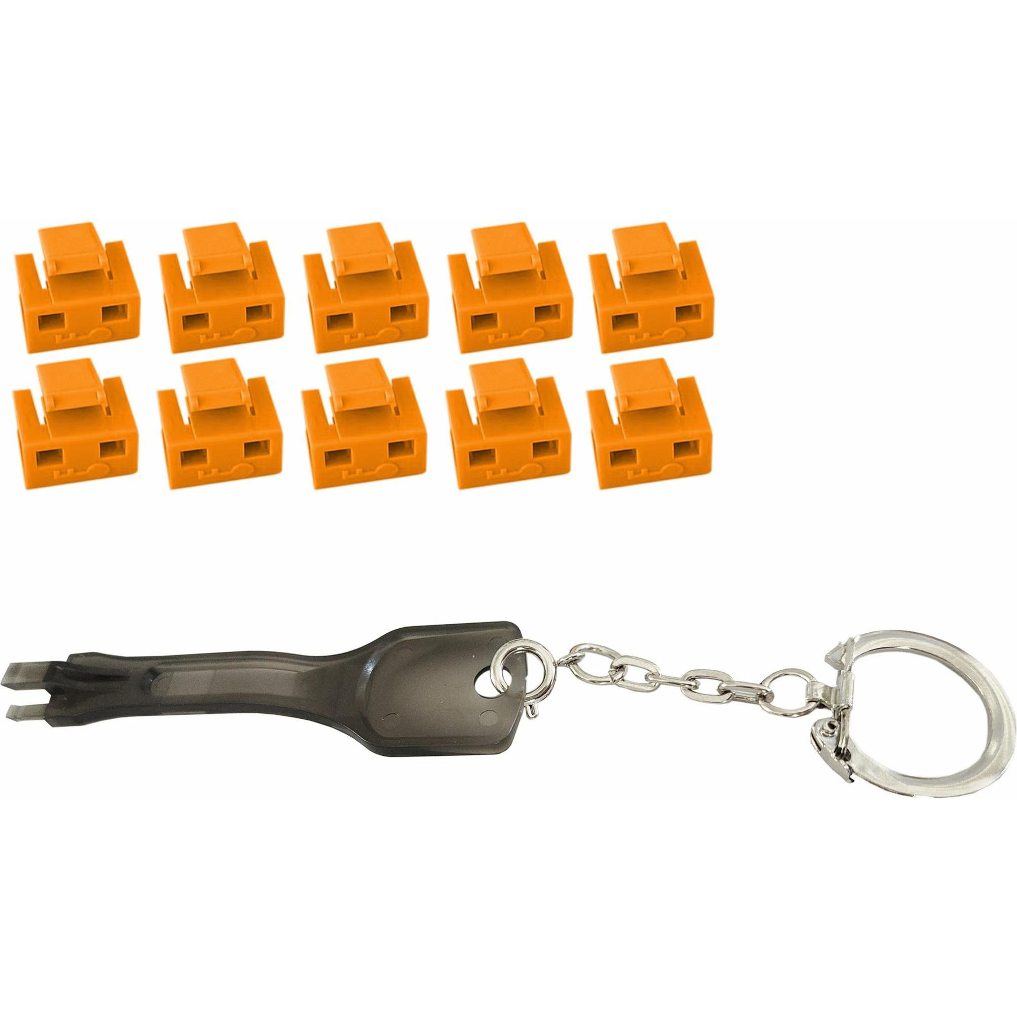 Shiverpeaks S/CONN maximum connectivity RJ45-Port Blocker mit Schlüssel (1x Schlüssel, 10x Schlösser), orange, Notebook ...