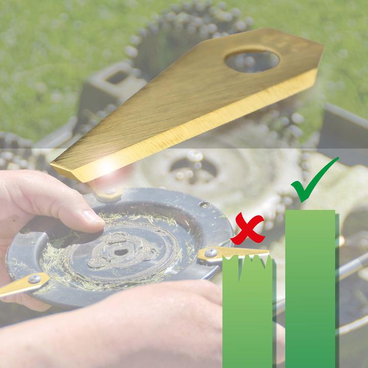 Actual product image Wiltec Rasenroboter Messer Set Titan 49x19mm 18 Stück Mähroboter Rasenmäher (Mowing robot, Lawn mower blades + replacement blades garden machinery)
