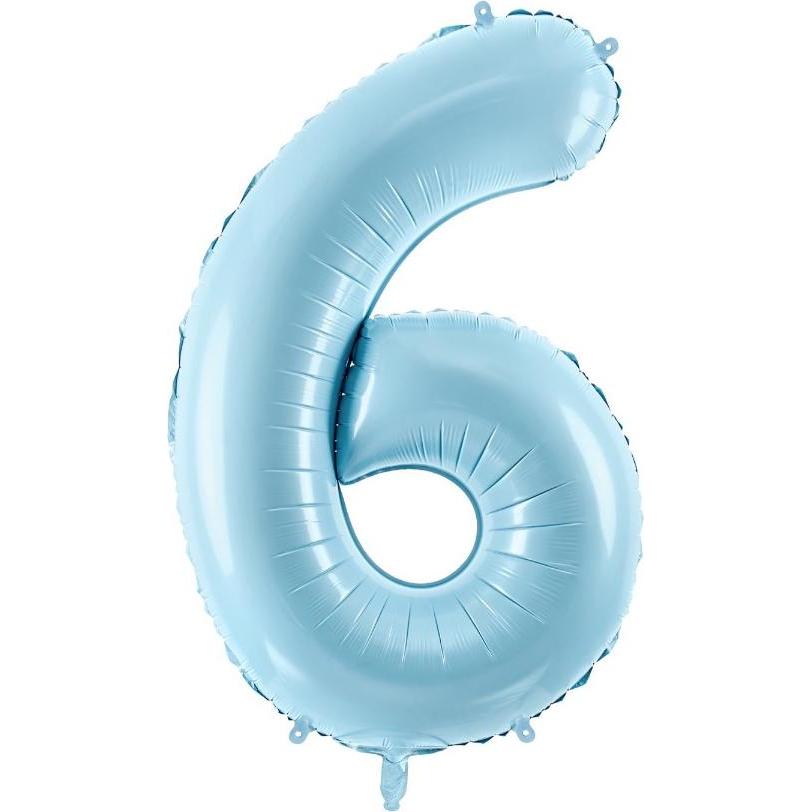 Partydeco Alu-Ball Ziffer "6" Hellblau