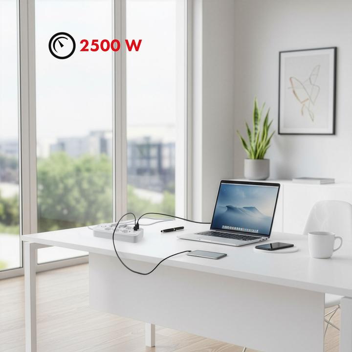 Produktbild Maclean Steckdosenleiste, Verlängerungskabel mit 6 Steckdosen + 4 USB-Anschlüssen (6x, USB-A, USB-C, 3 m)