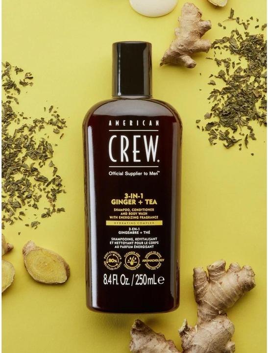 Actual product image American Crew 3-in-1 Ginger & Tea Shampoo, Conditioner & Body Wash (Liquid shampoo, 250 ml)