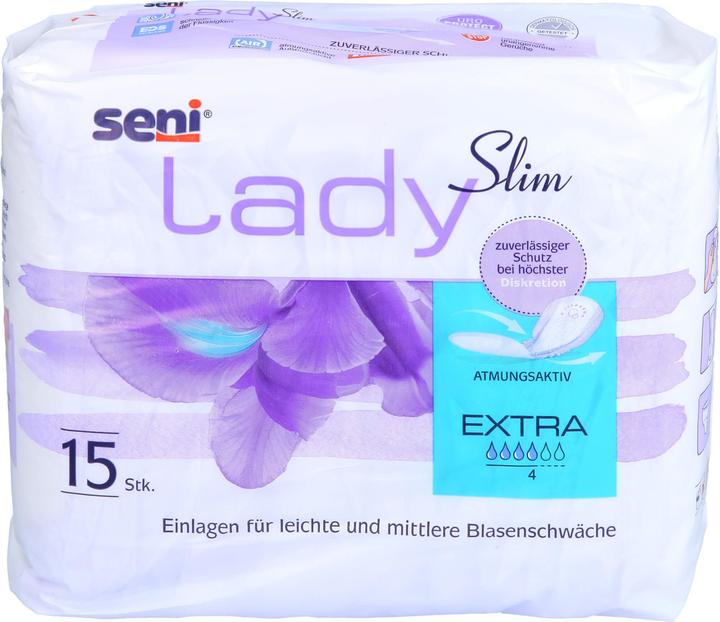 Actual product image Seni Lady Slim Extra Einlage atmungsaktive anatomische 14x29.5cm 4 Tropfen (15 x)