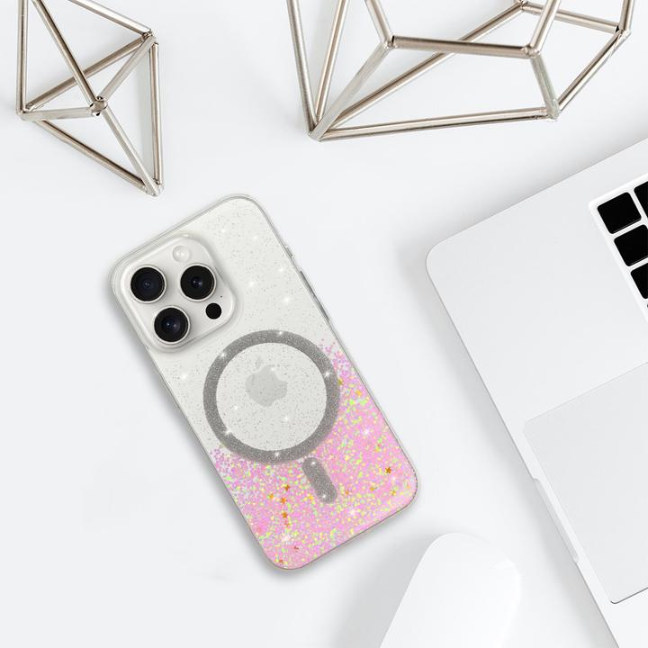 Actual product image Tel Protect Moonlite MagSafe-Hülle für iPhone 13 Pro Max, rosa transparent. (Apple iPhone 13 Pro Max)