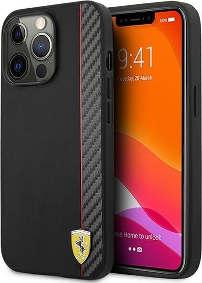 Actual product image Ferrari FESAXHCP13LBK iPhone 13 Pro/13 6.1" czarny/black hardcase On Track Carbon Stripe (Apple iPhone 13, Apple iPhone 13 Pro)