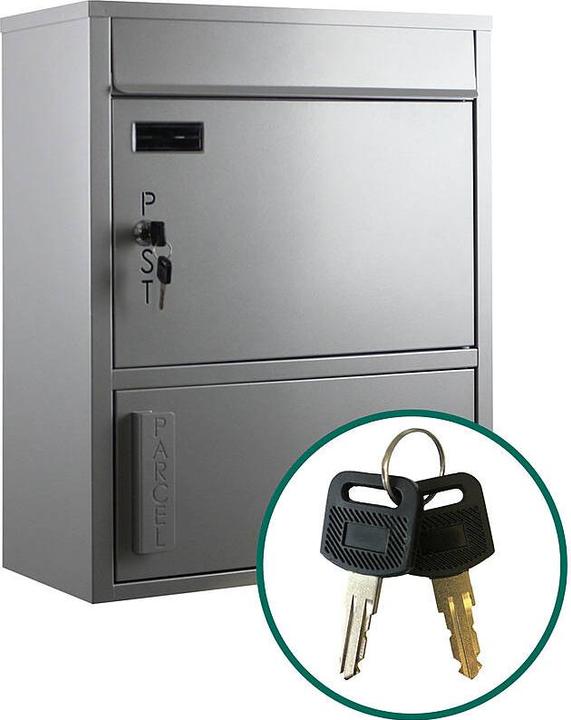 SafePost 921 TIAMAT letterbox with parcel compartment silver