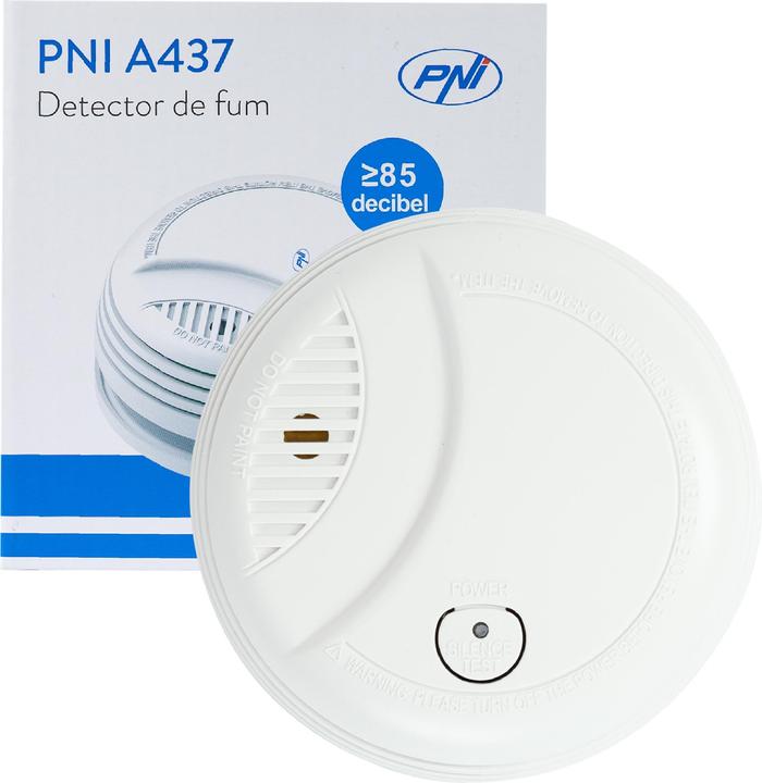PNI Smoke detector A437, stand-alone, with sound and light alarm, 85 dB, indoor, white